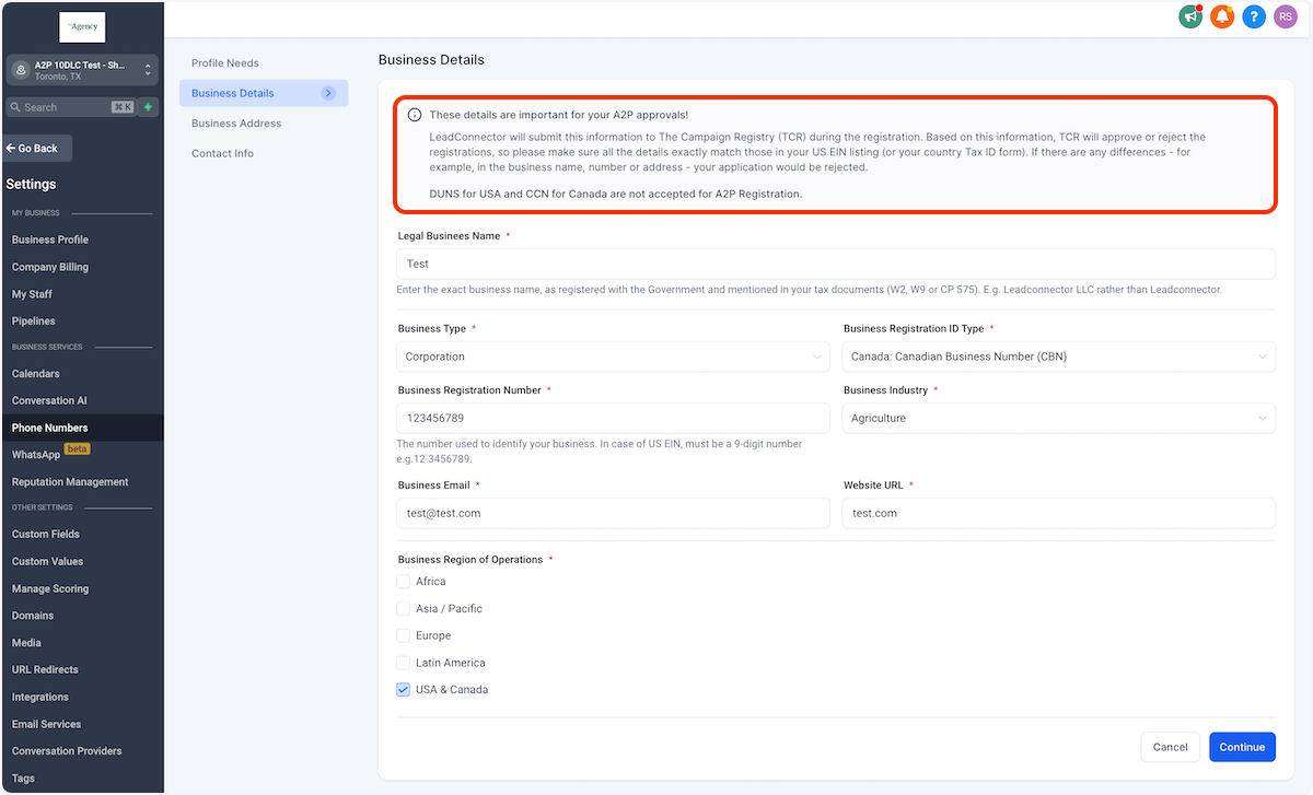 Click on These details are important for your A2P approvals!…
